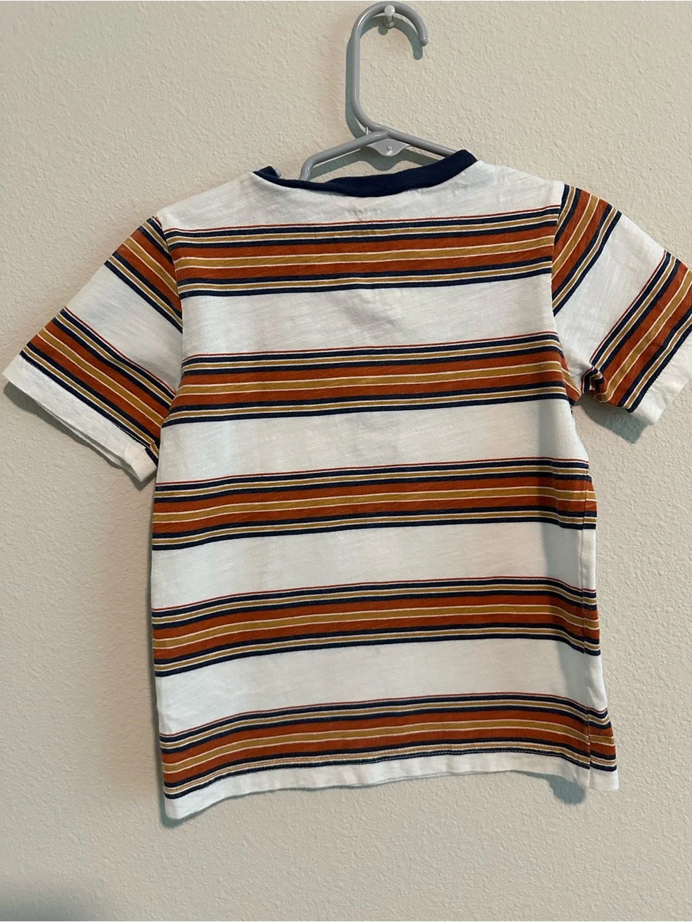 Carter's Short-Sleeve Striped Henley Tee - White, Rust & Navy
